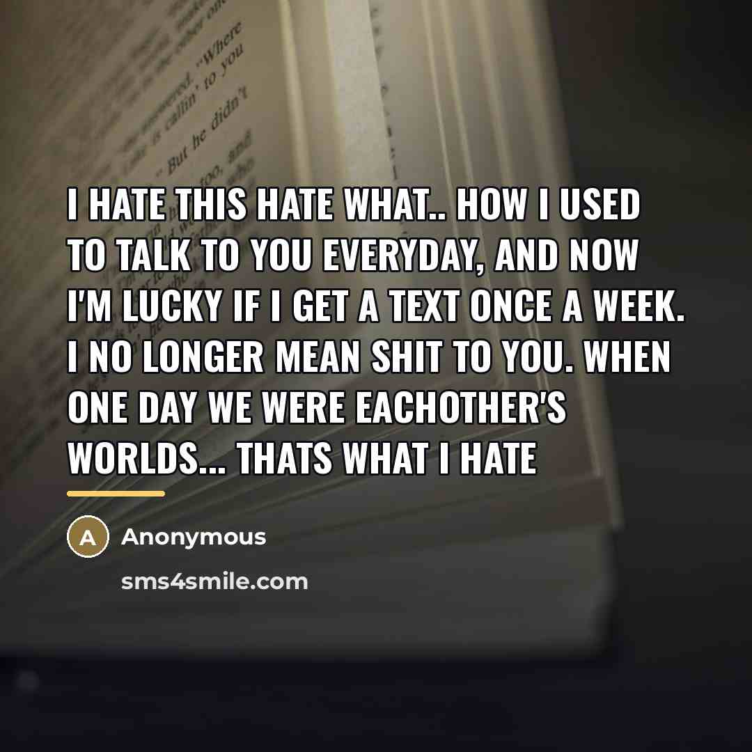 “I hate this hate what.. how I used to talk…” quote by Anonymous