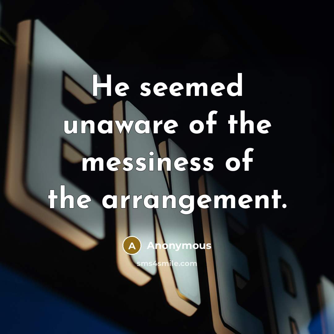 “He seemed unaware of the messiness of the arrangement.…” quote by Anonymous
