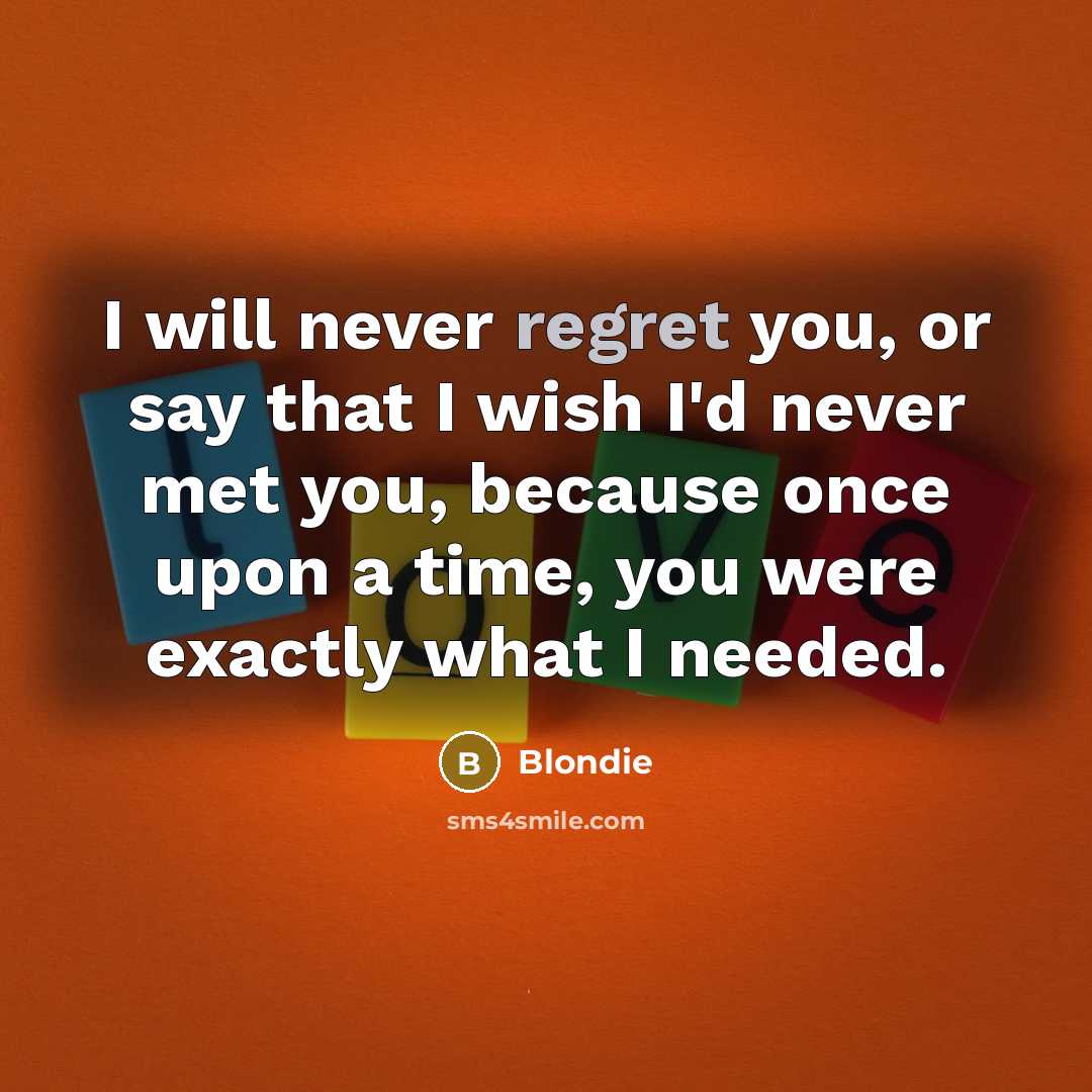 “I will never regret you, or say that I wish…” quote by Blondie