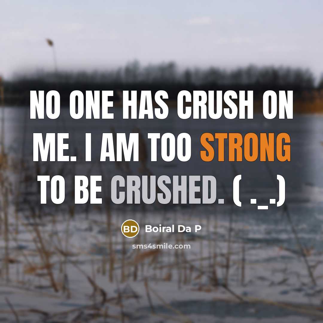 “No one has crush on me. I am too strong to be crushed. ( ._.)” quote by Boiral Da P