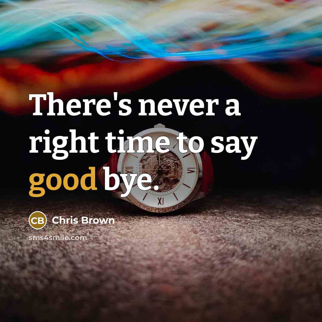 “There's never a right time to say good bye.” quote by Chris Brown