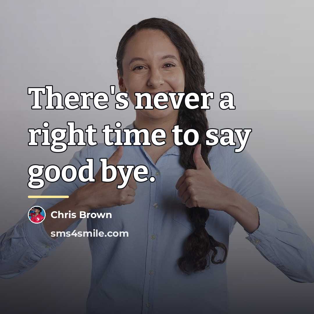 “There's never a right time to say good bye.…” quote by Chris Brown