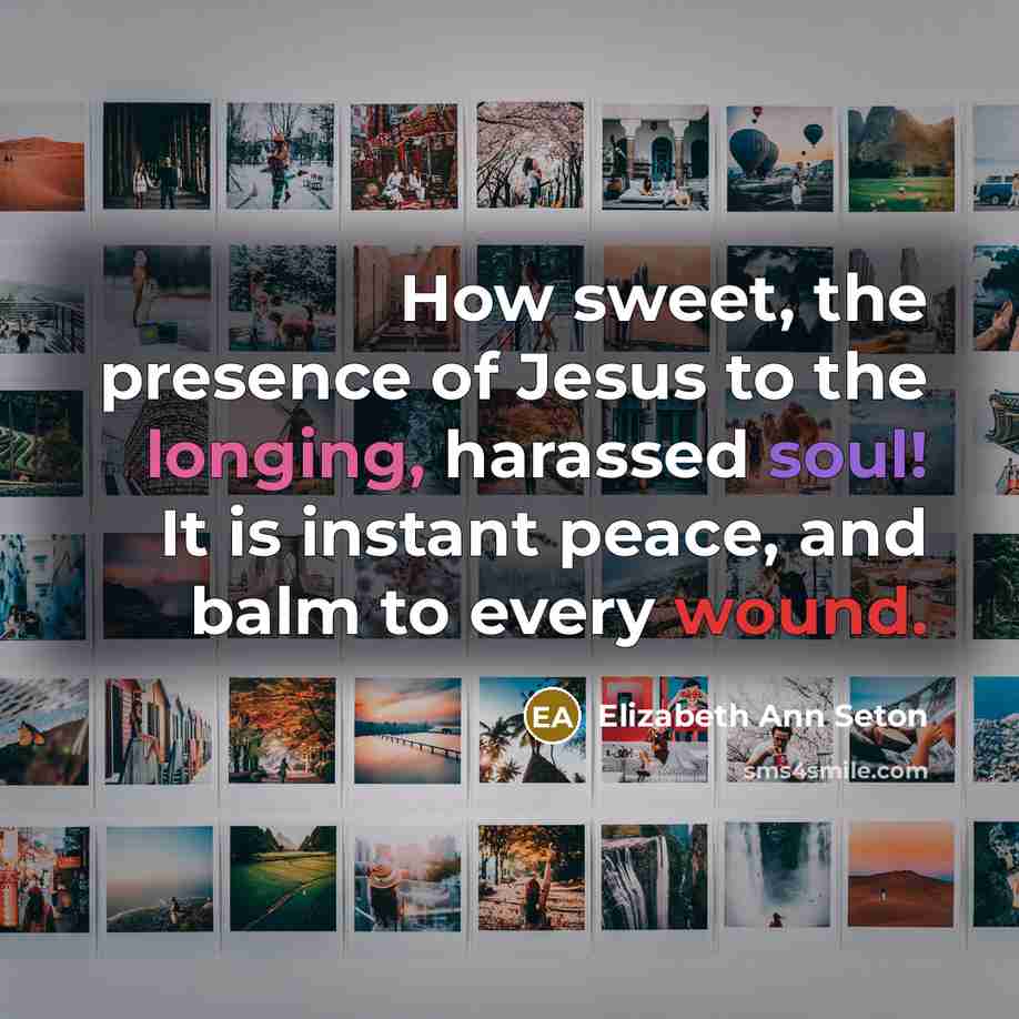 “How sweet, the presence of Jesus to the longing, harassed…” quote by Elizabeth Ann Seton