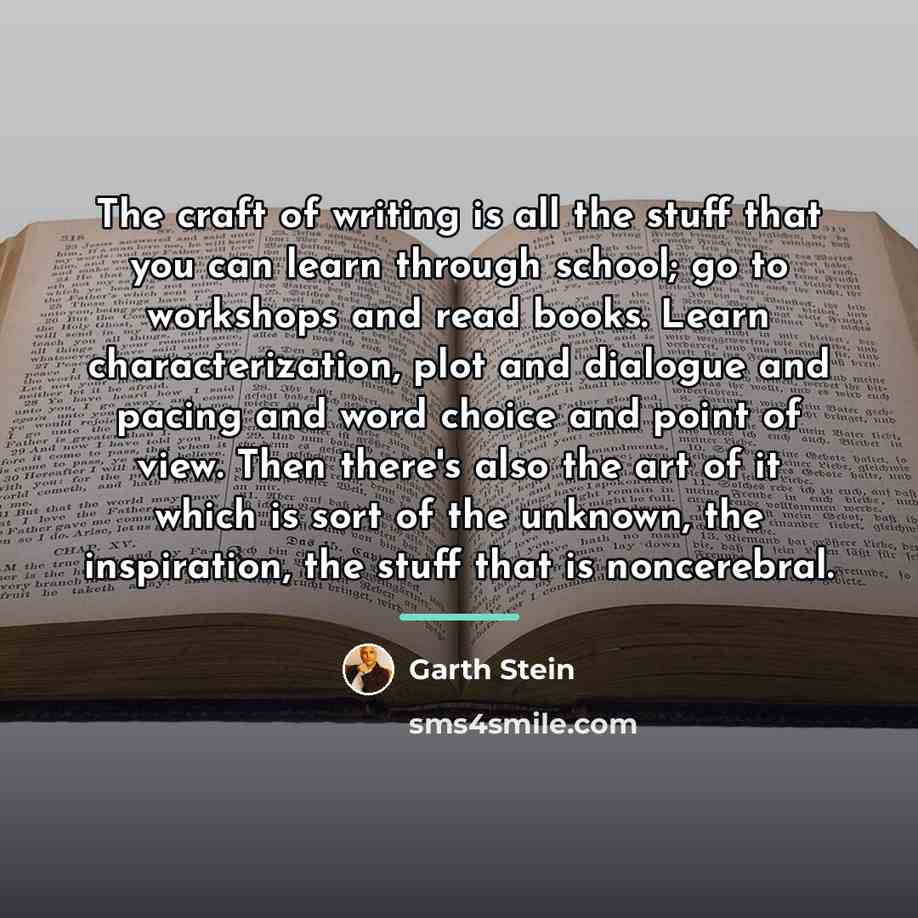 “The craft of writing is all the stuff that you…” quote by Garth Stein