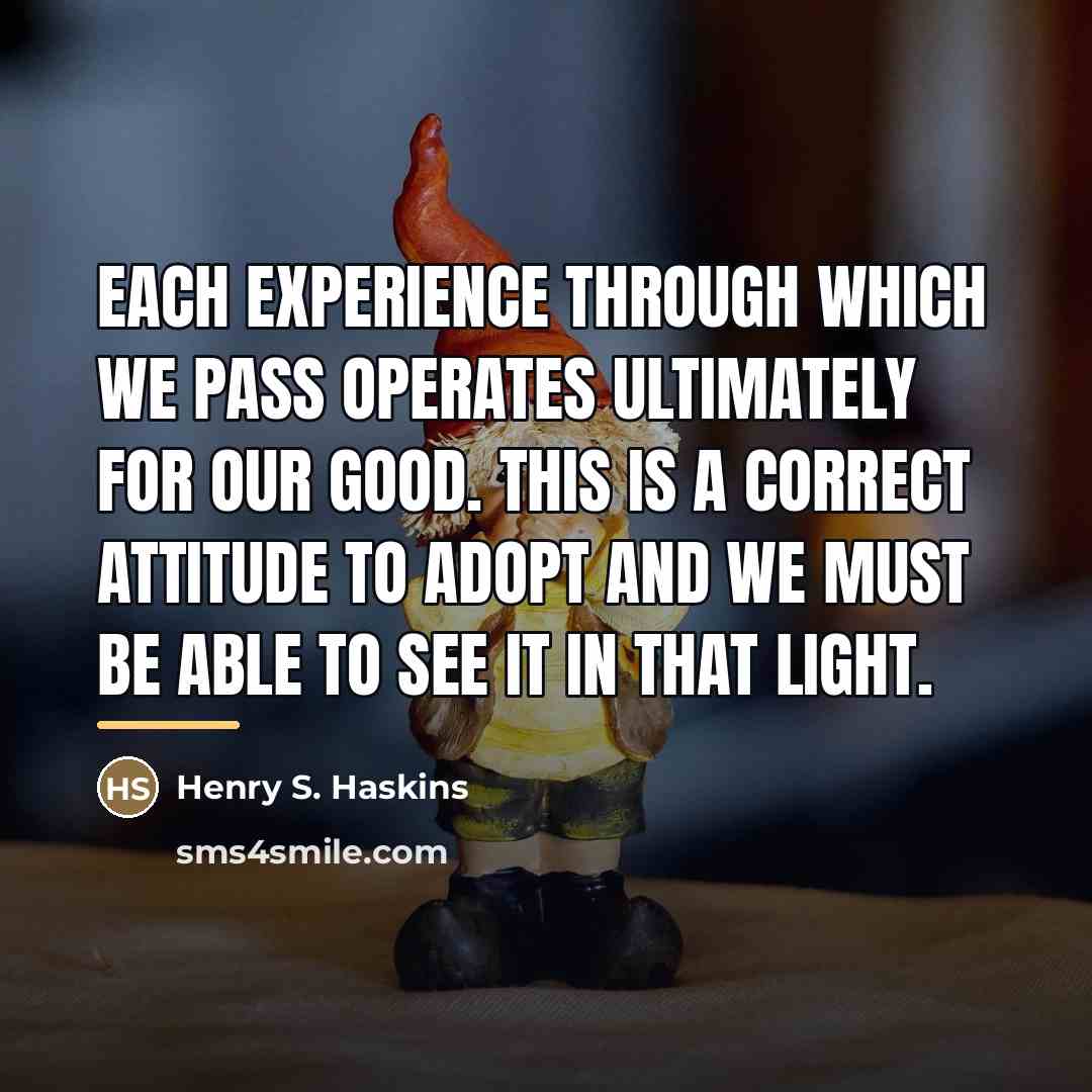 “Each experience through which we pass operates ultimately for our…” quote by Henry S. Haskins