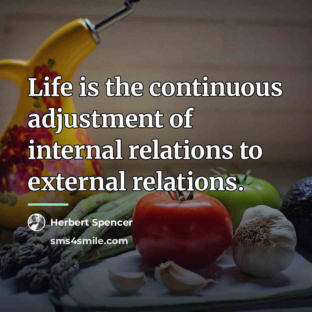 “Life is the continuous adjustment of internal relations to external…” quote by Herbert Spencer