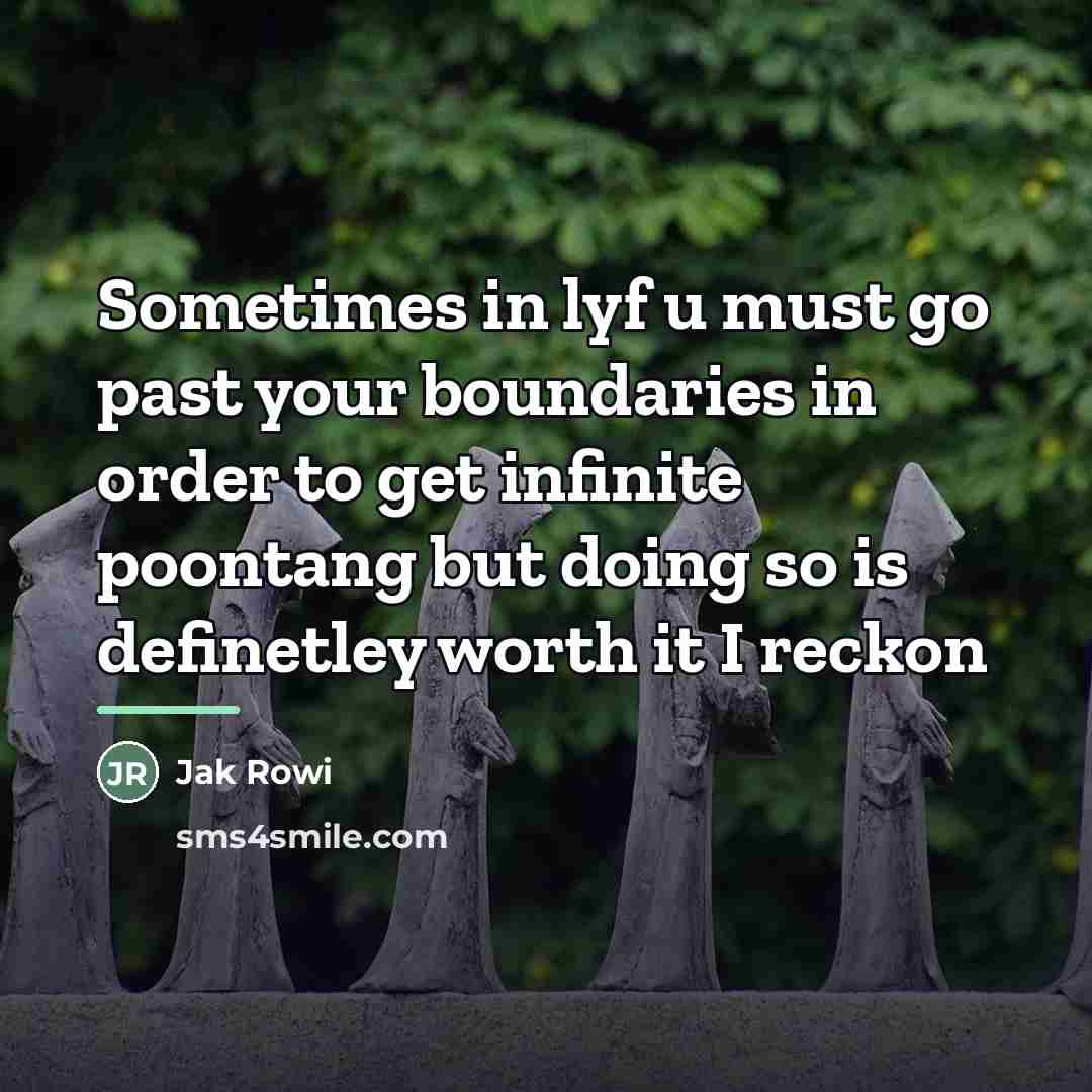 “Sometimes in lyf u must go past your boundaries in…” quote by Jak Rowi