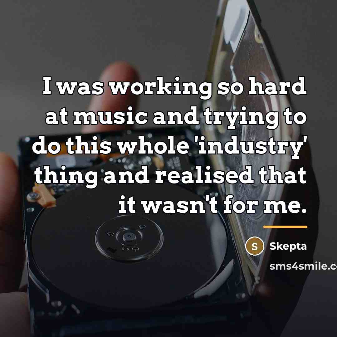 “I was working so hard at music and trying to…” quote by Skepta