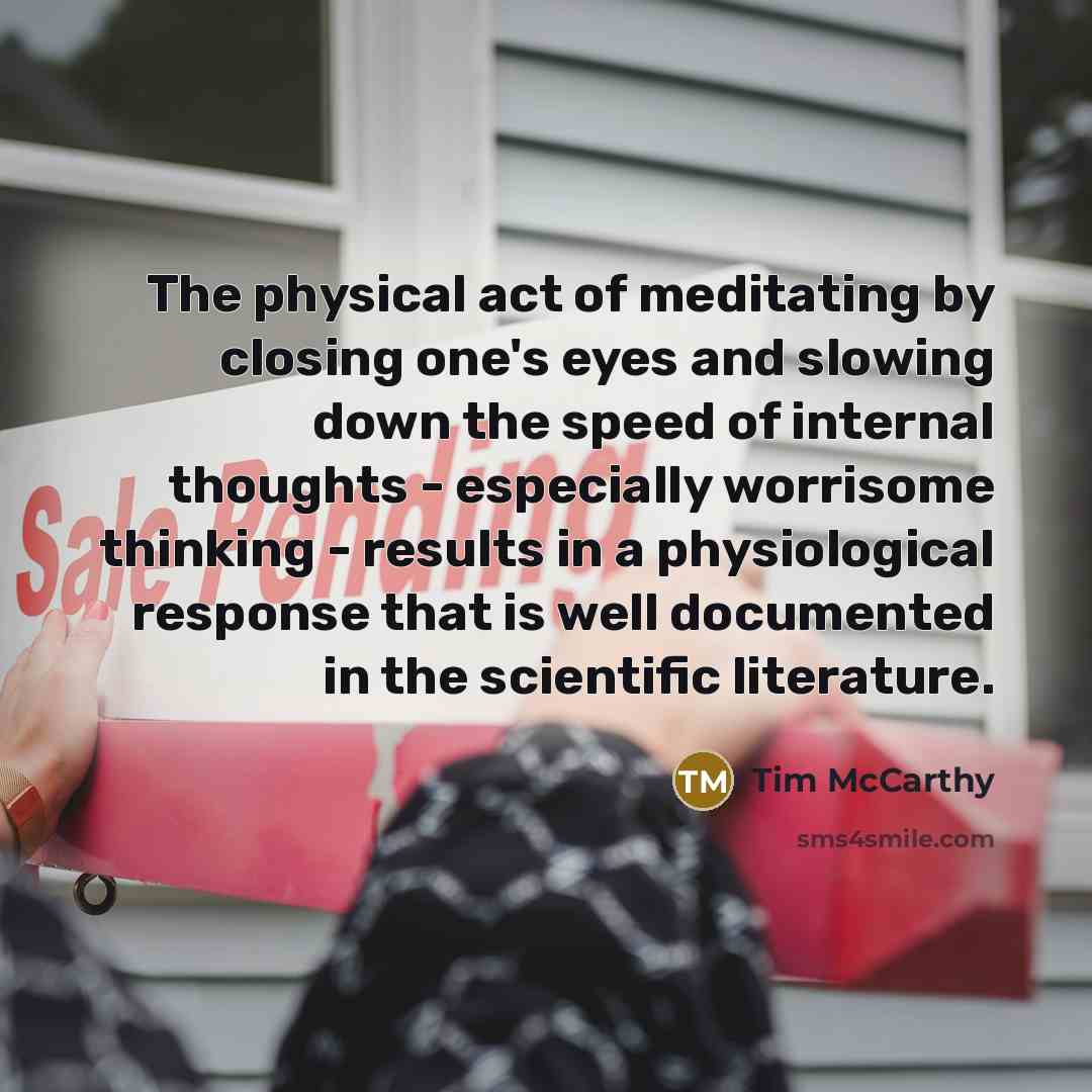 “The physical act of meditating by closing one's eyes and…” quote by Tim McCarthy