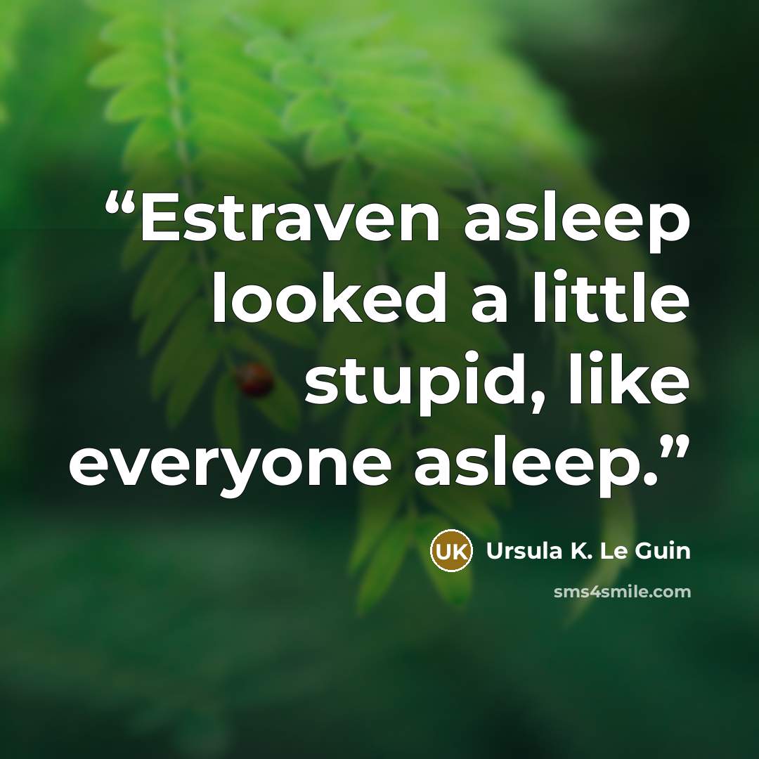 “Estraven asleep looked a little stupid, like everyone asleep.” quote by Ursula K. Le Guin
