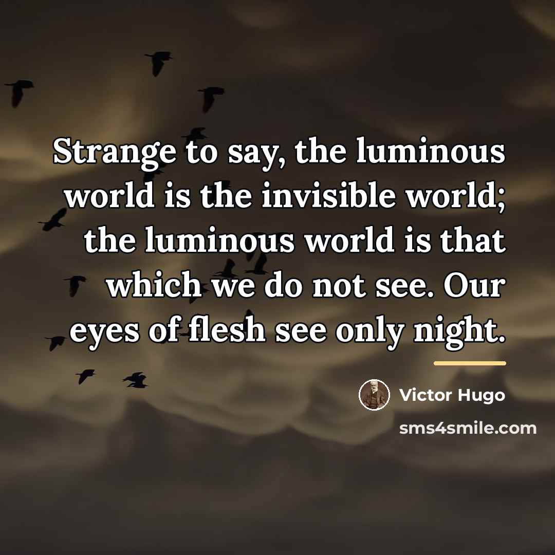 “Strange to say, the luminous world is the invisible world;…” quote by Victor Hugo
