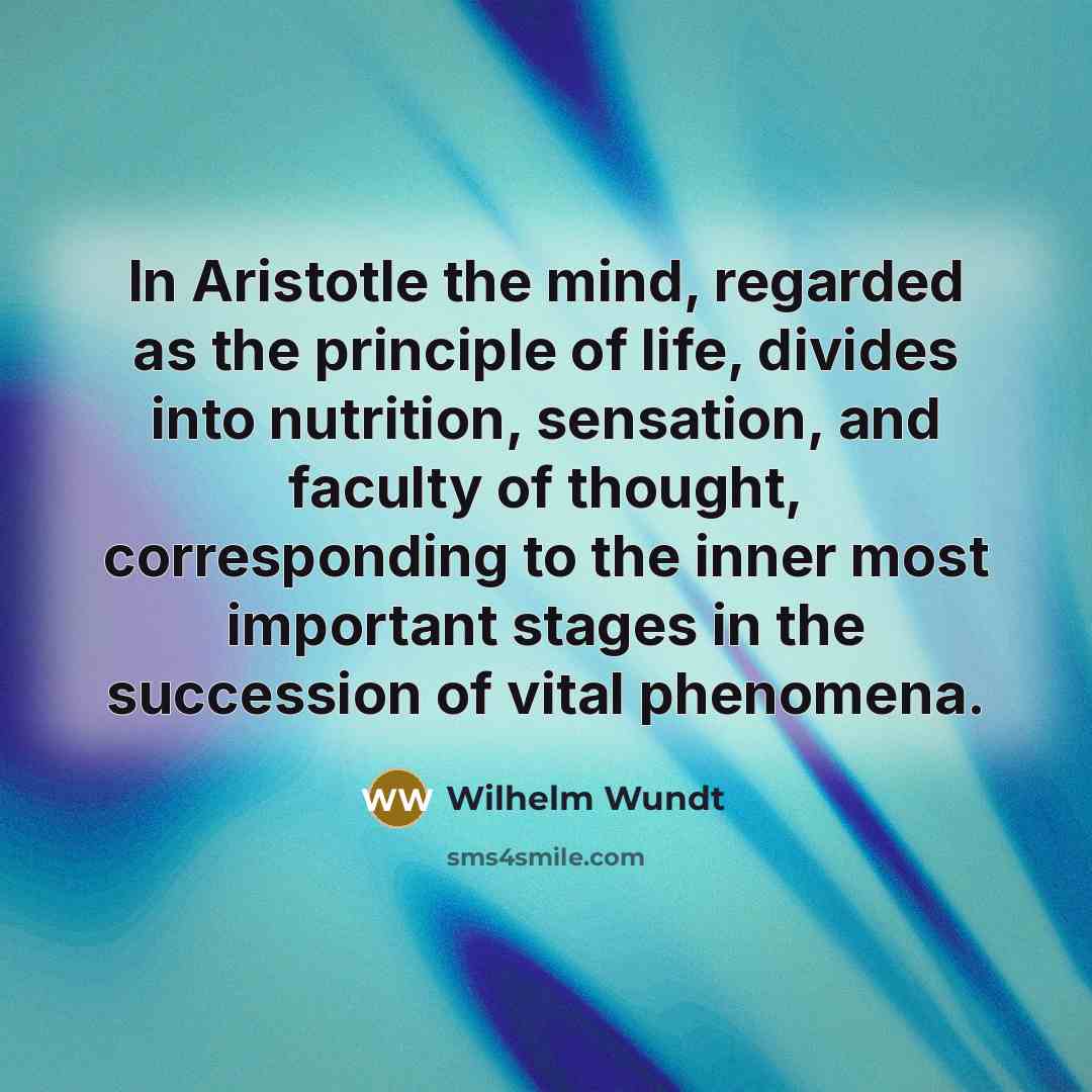 “In Aristotle the mind, regarded as the principle of life,…” quote by Wilhelm Wundt