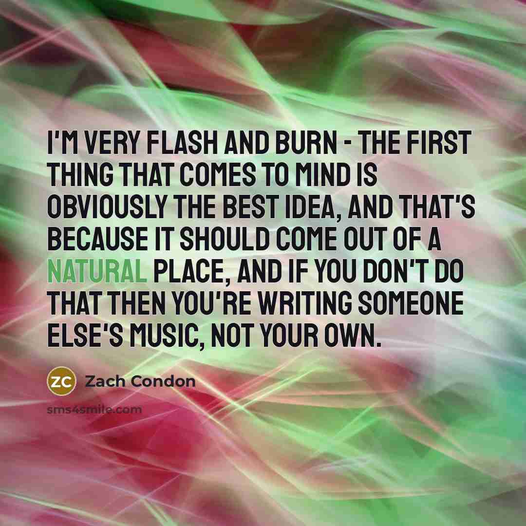 “I'm very flash and burn - the first thing that…” quote by Zach Condon