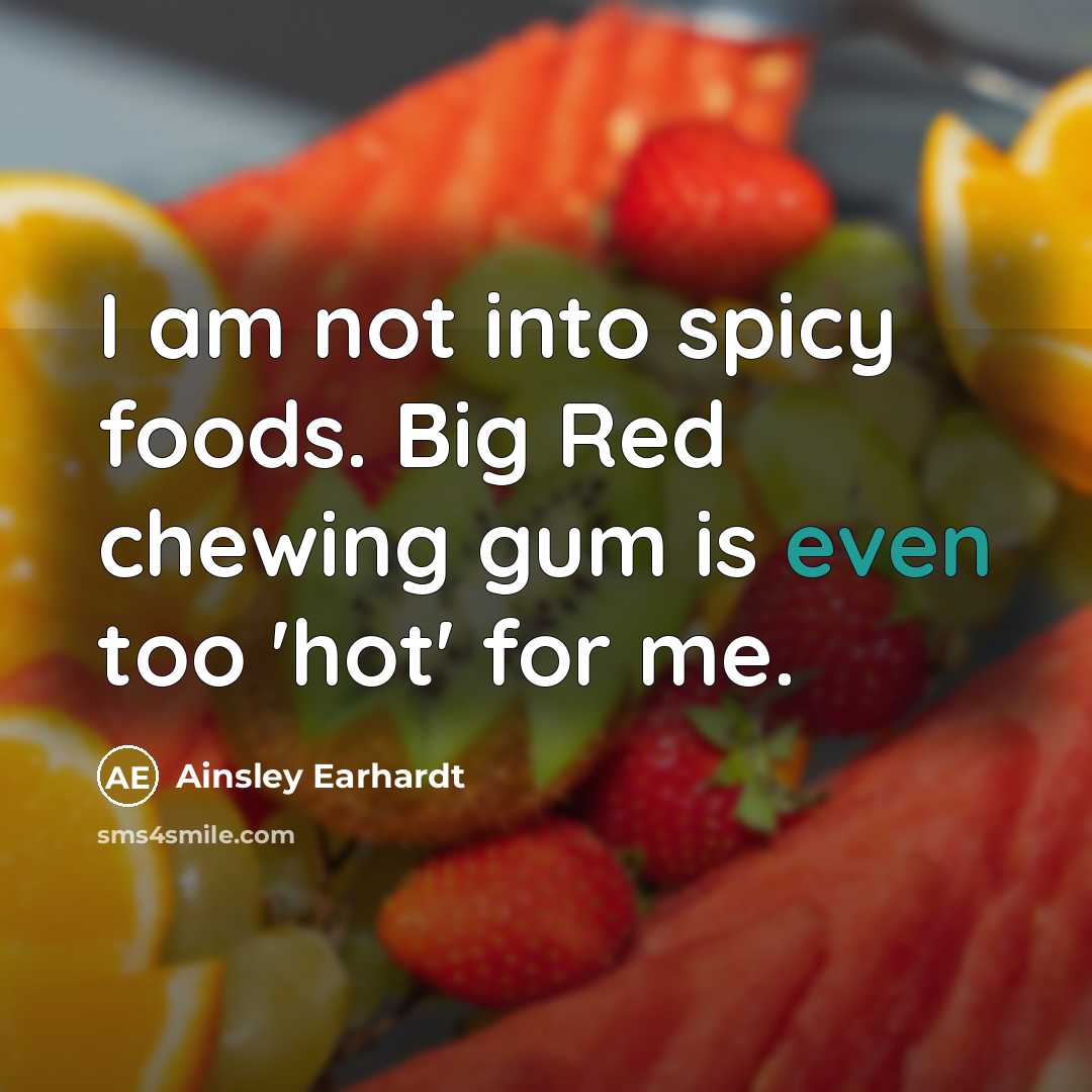 “I am not into spicy foods. Big Red chewing gum…” quote by Ainsley Earhardt