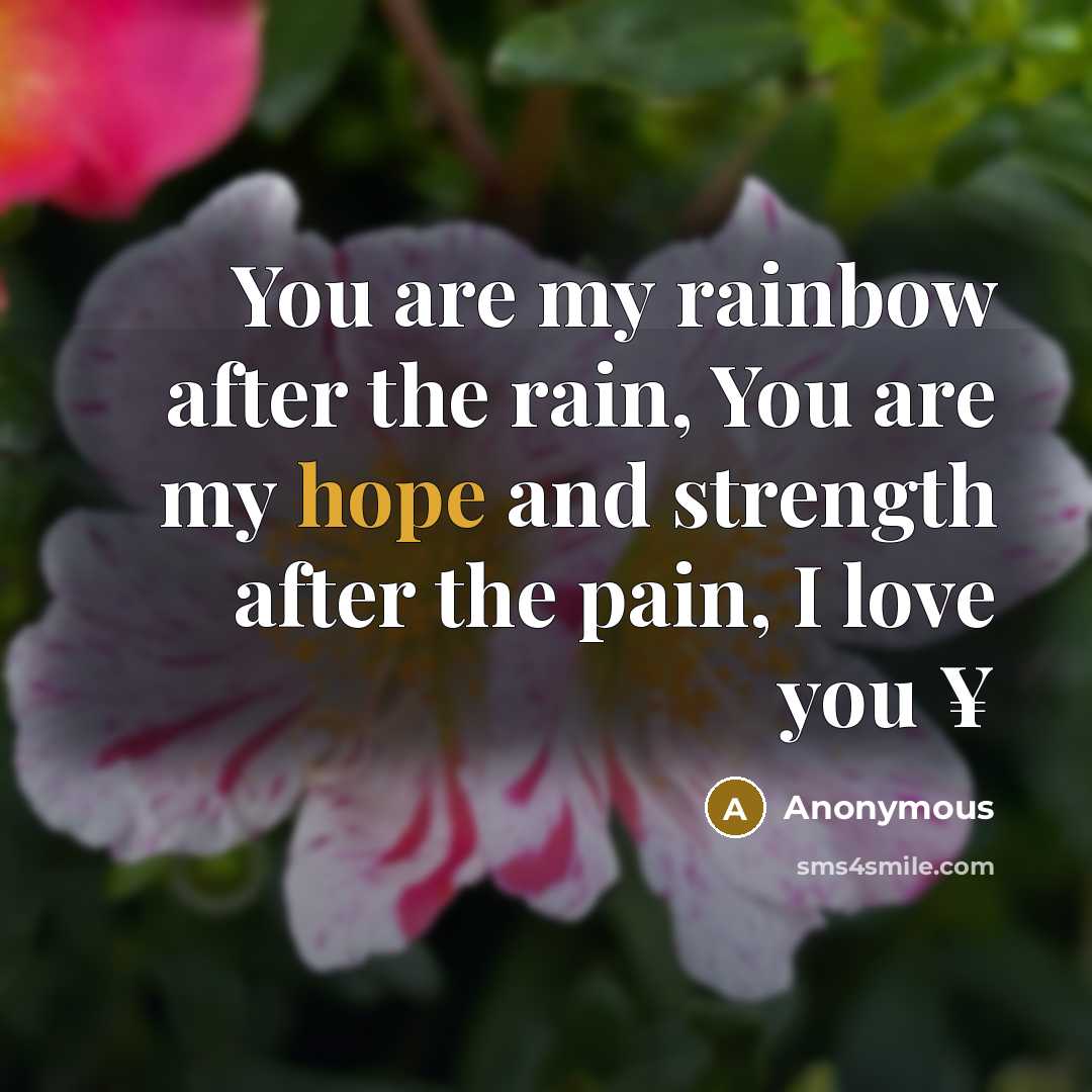 “You are my rainbow after the rain, You are my…” quote by Anonymous