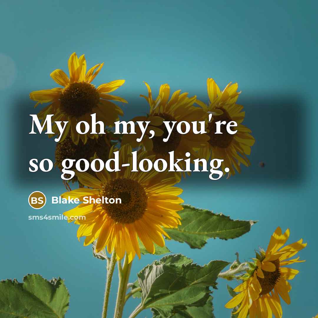 “My oh my, you're so good-looking.” quote by Blake Shelton