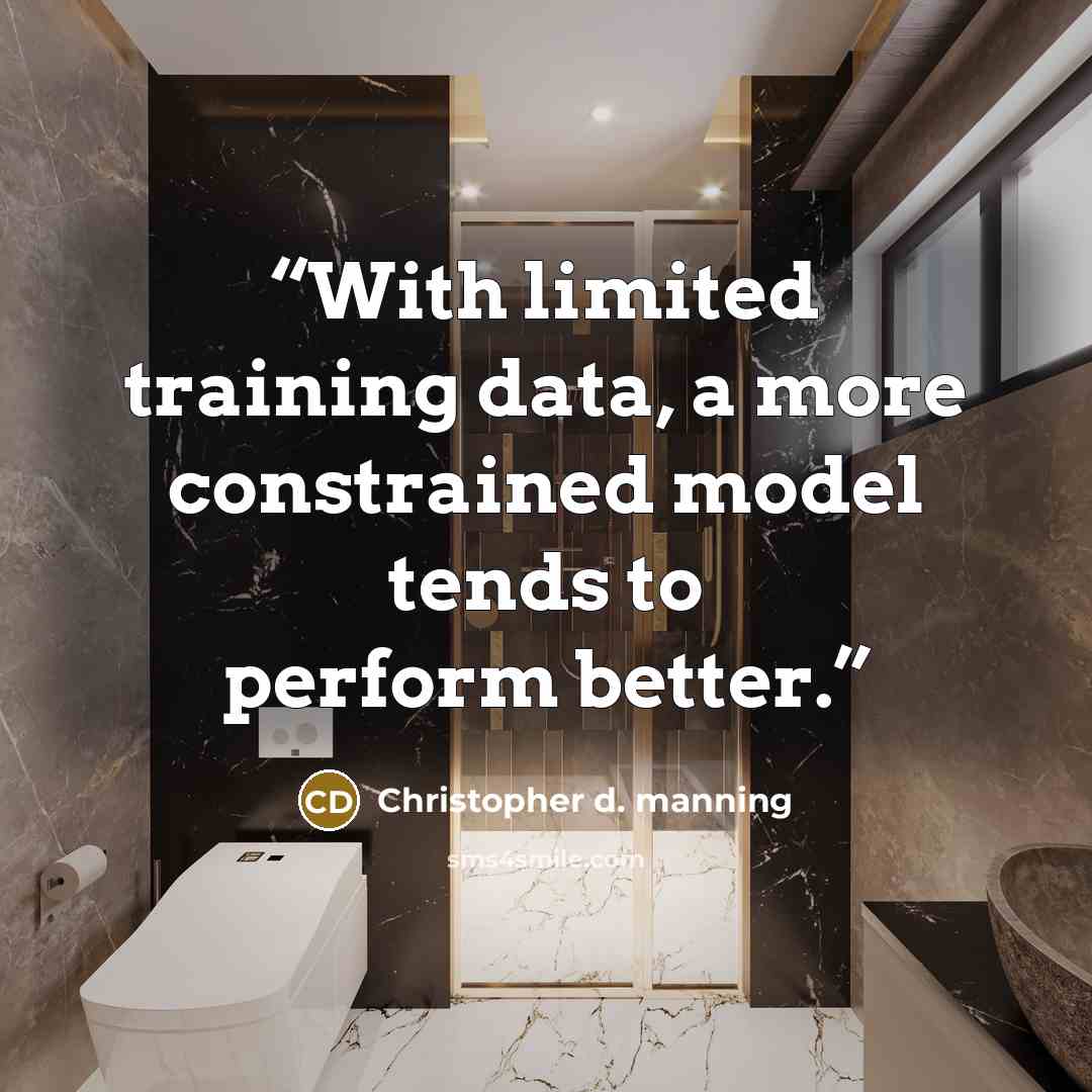 “With limited training data, a more constrained model tends to perform better.” quote by Christopher d. manning