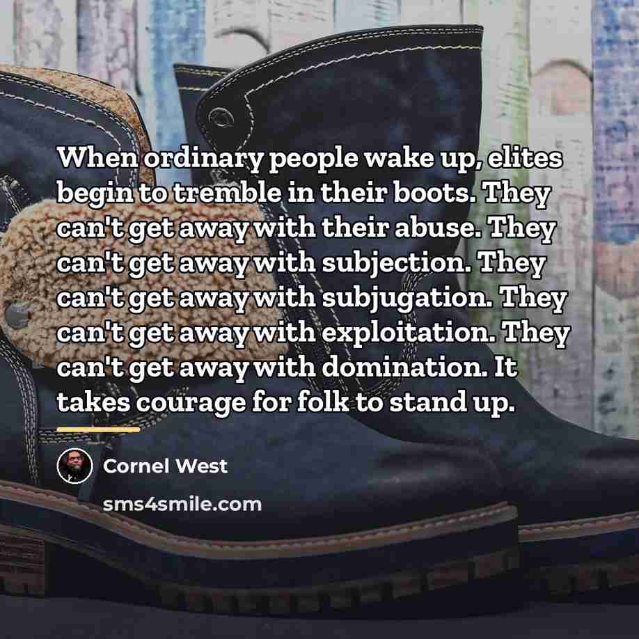 “When ordinary people wake up, elites begin to tremble in…” quote by Cornel West