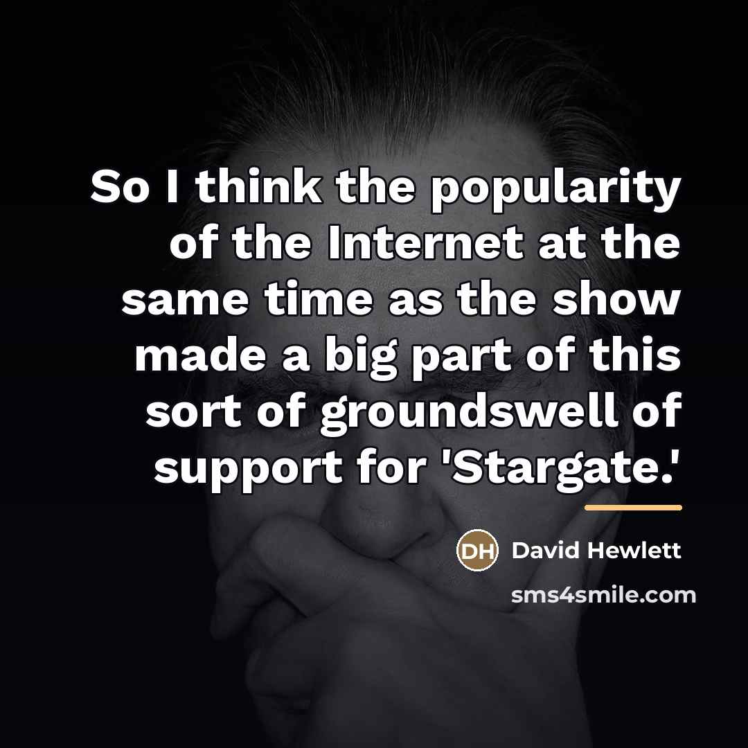 “So I think the popularity of the Internet at the…” quote by David Hewlett