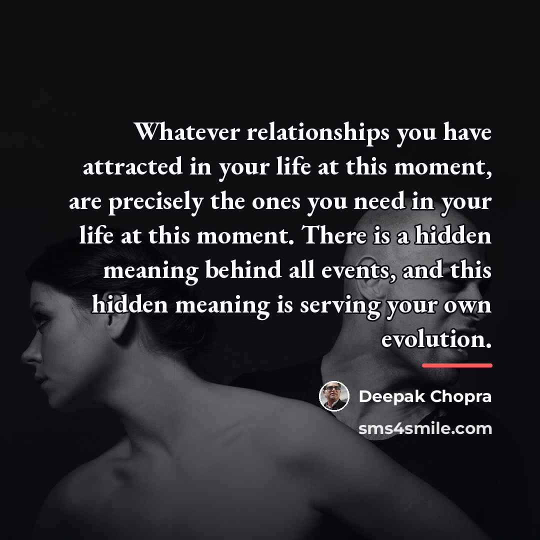 “Whatever relationships you have attracted in your life at this…” quote by Deepak Chopra