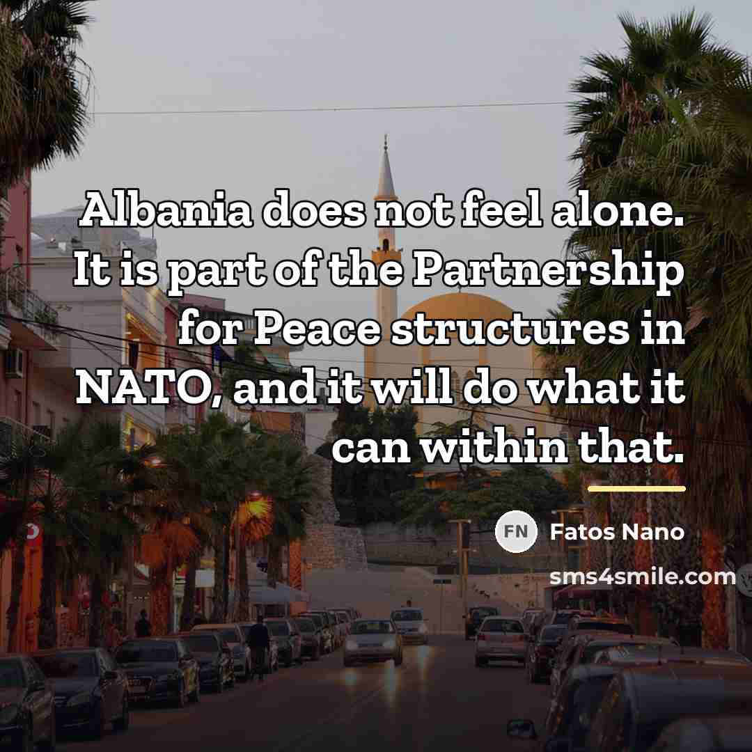 “Albania does not feel alone. It is part of the…” quote by Fatos Nano