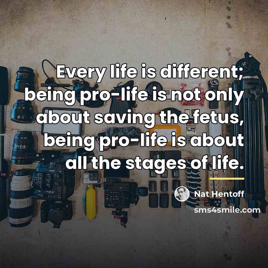 “Every life is different; being pro-life is not only about…” quote by Nat Hentoff