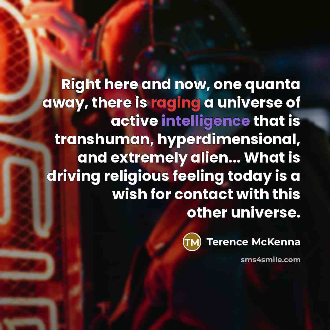 “Right here and now, one quanta away, there is raging…” quote by Terence McKenna