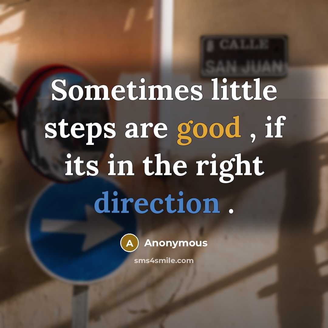 “Sometimes little steps are good , if its in the right direction .” quote by Anonymous