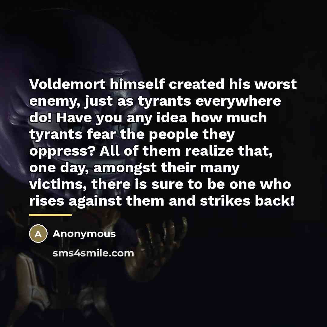 “Voldemort himself created his worst enemy, just as tyrants everywhere…” quote by Anonymous
