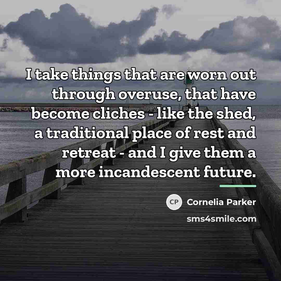 “I take things that are worn out through overuse, that…” quote by Cornelia Parker