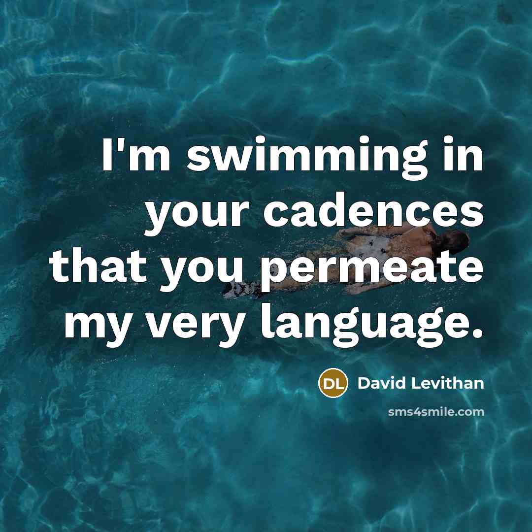 “I'm swimming in your cadences that you permeate my very…” quote by David Levithan