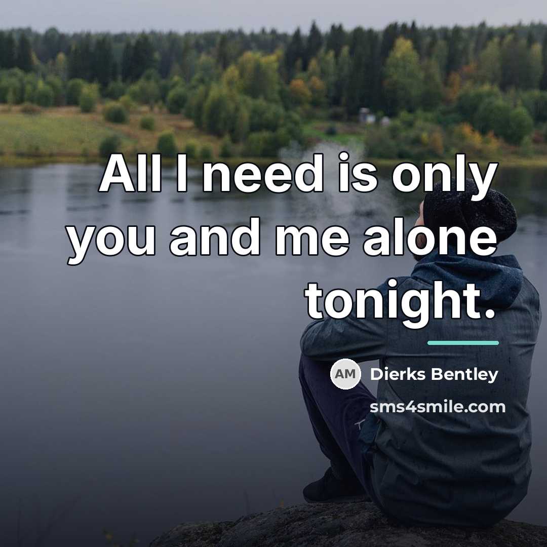 “All I need is only you and me alone tonight.…” quote by Dierks Bentley