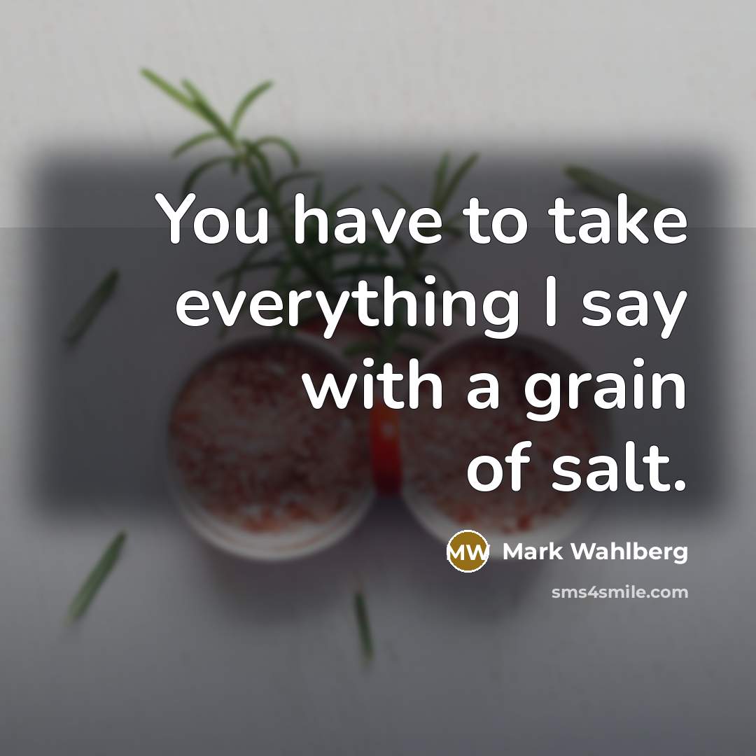 “You have to take everything I say with a grain…” quote by Mark Wahlberg