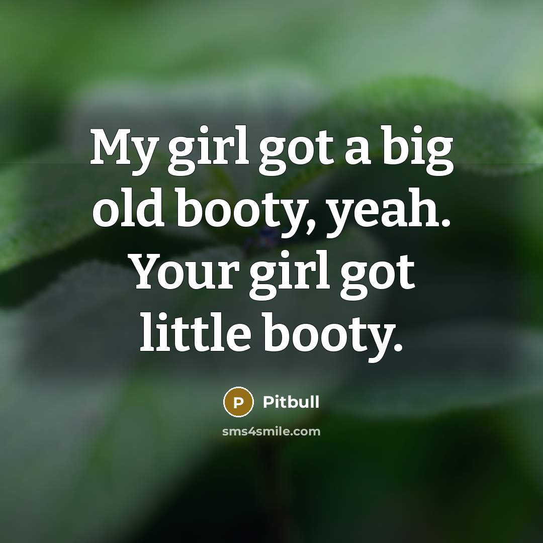 “My girl got a big old booty, yeah. Your girl…” quote by Pitbull