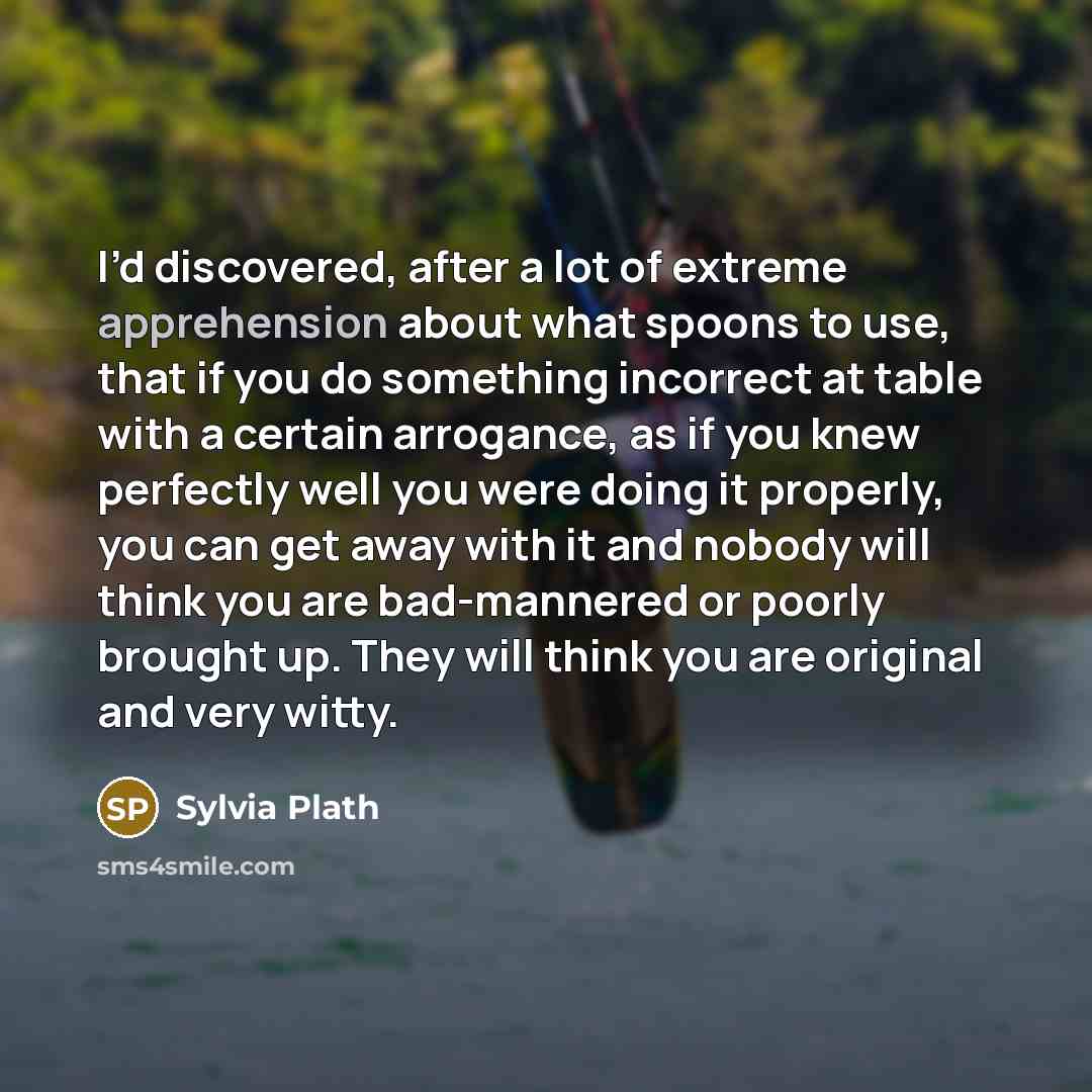 “I’d discovered, after a lot of extreme apprehension about what…” quote by Sylvia Plath