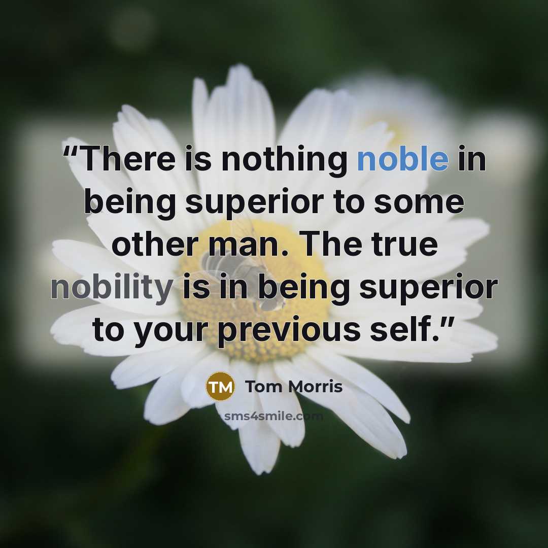 “There is nothing noble in being superior to some other man. The true nobility is in being superior to your previous self.” quote by Tom Morris