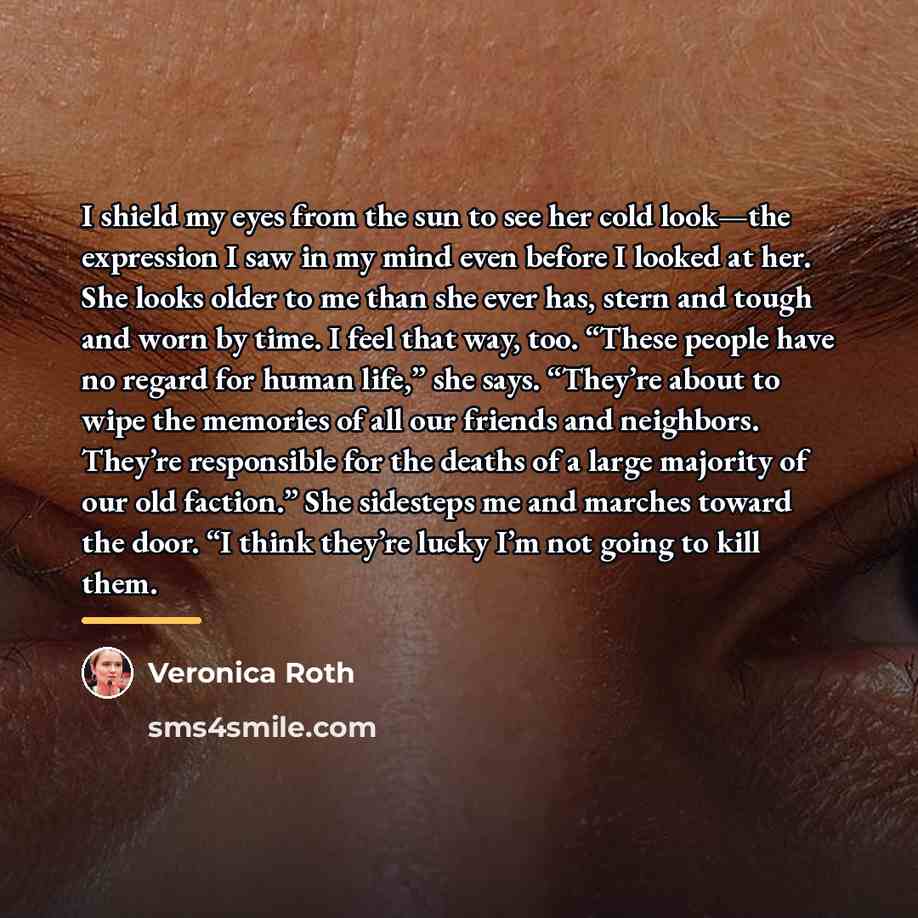 “I shield my eyes from the sun to see her…” quote by Veronica Roth