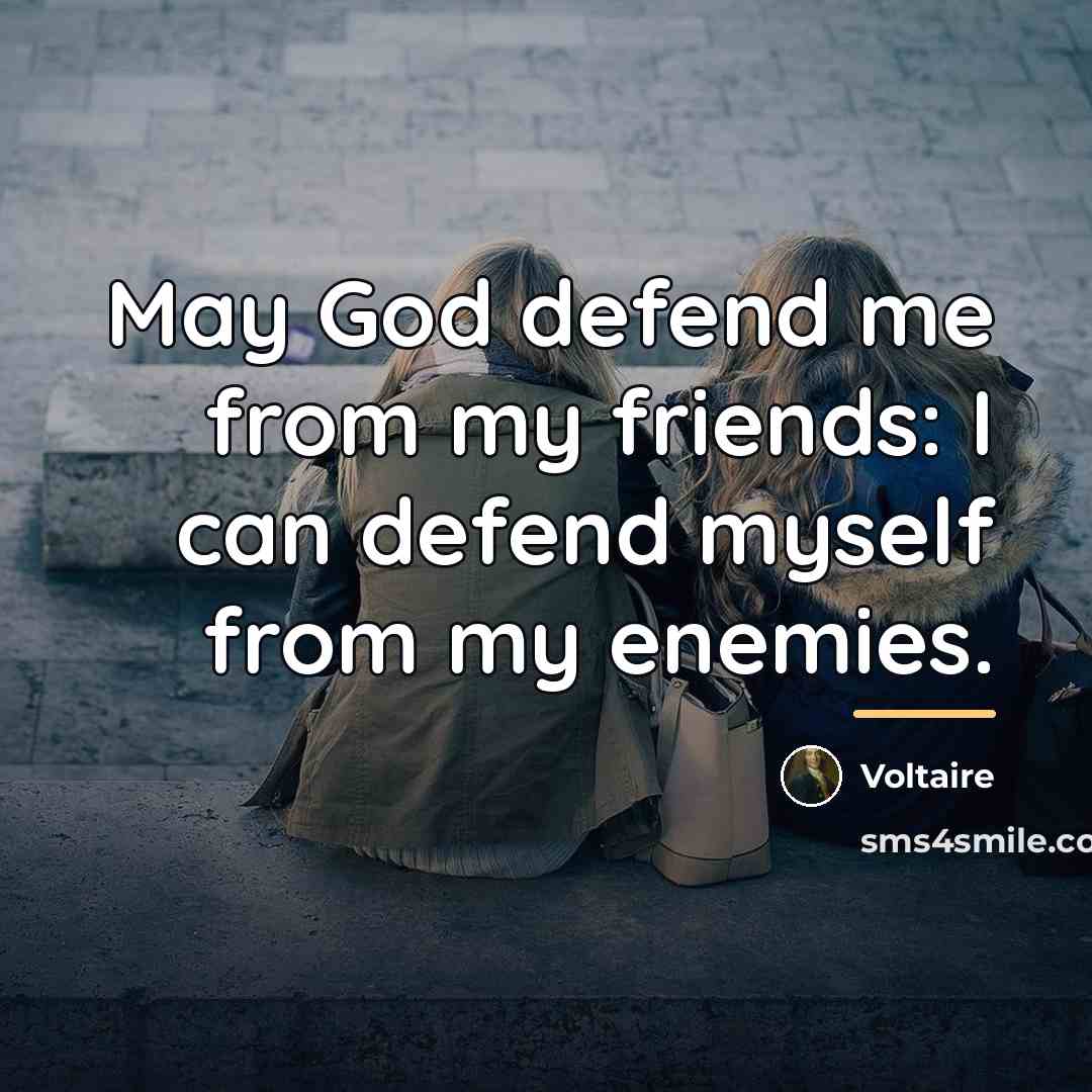 “May God defend me from my friends: I can defend…” quote by Voltaire