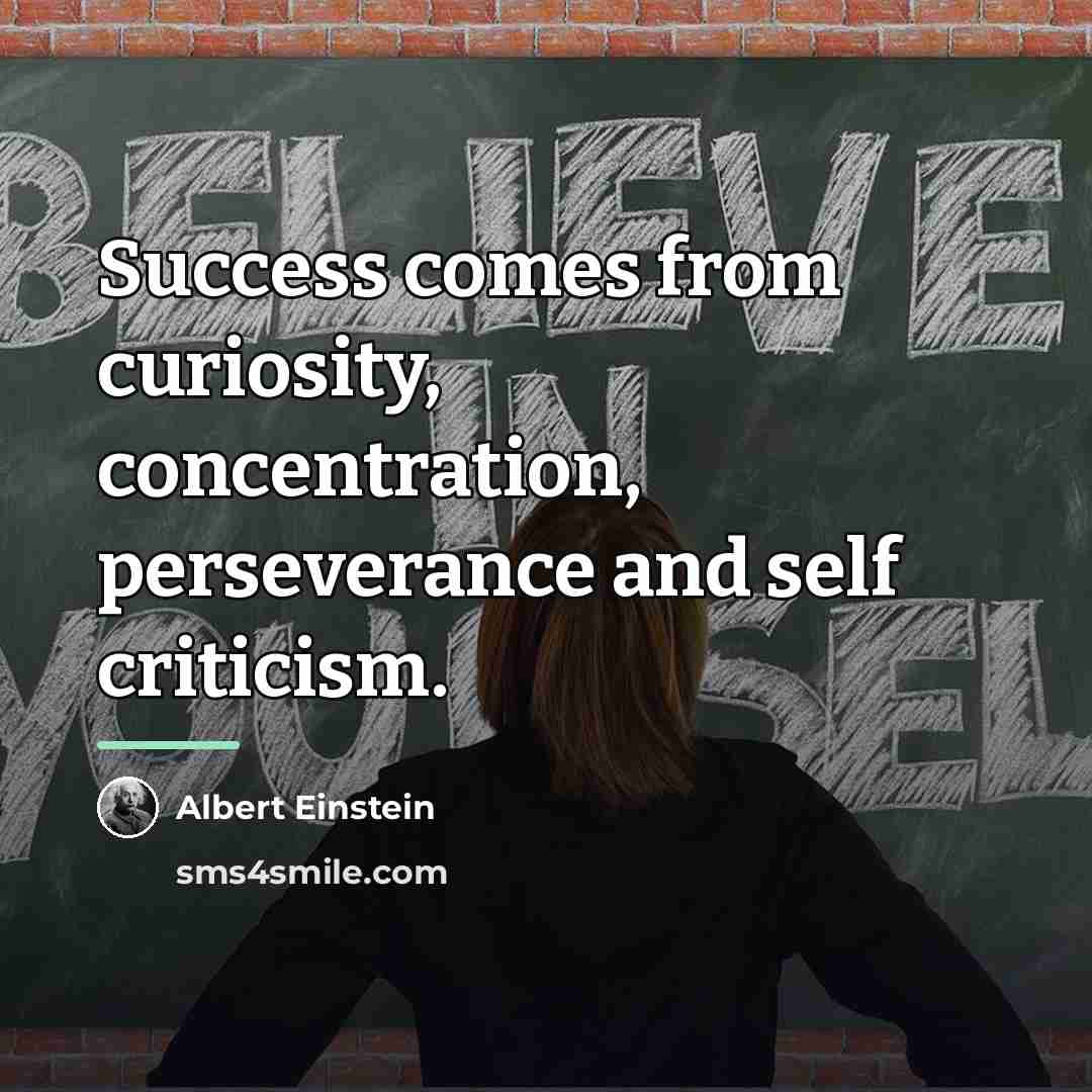 “Success comes from curiosity, concentration, perseverance and self criticism.…” quote by Albert Einstein