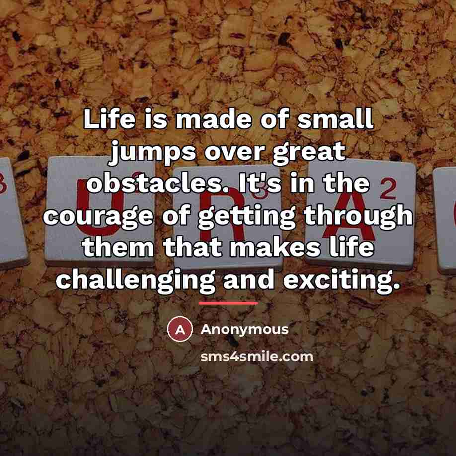“Life is made of small jumps over great obstacles. It's…” quote by Anonymous