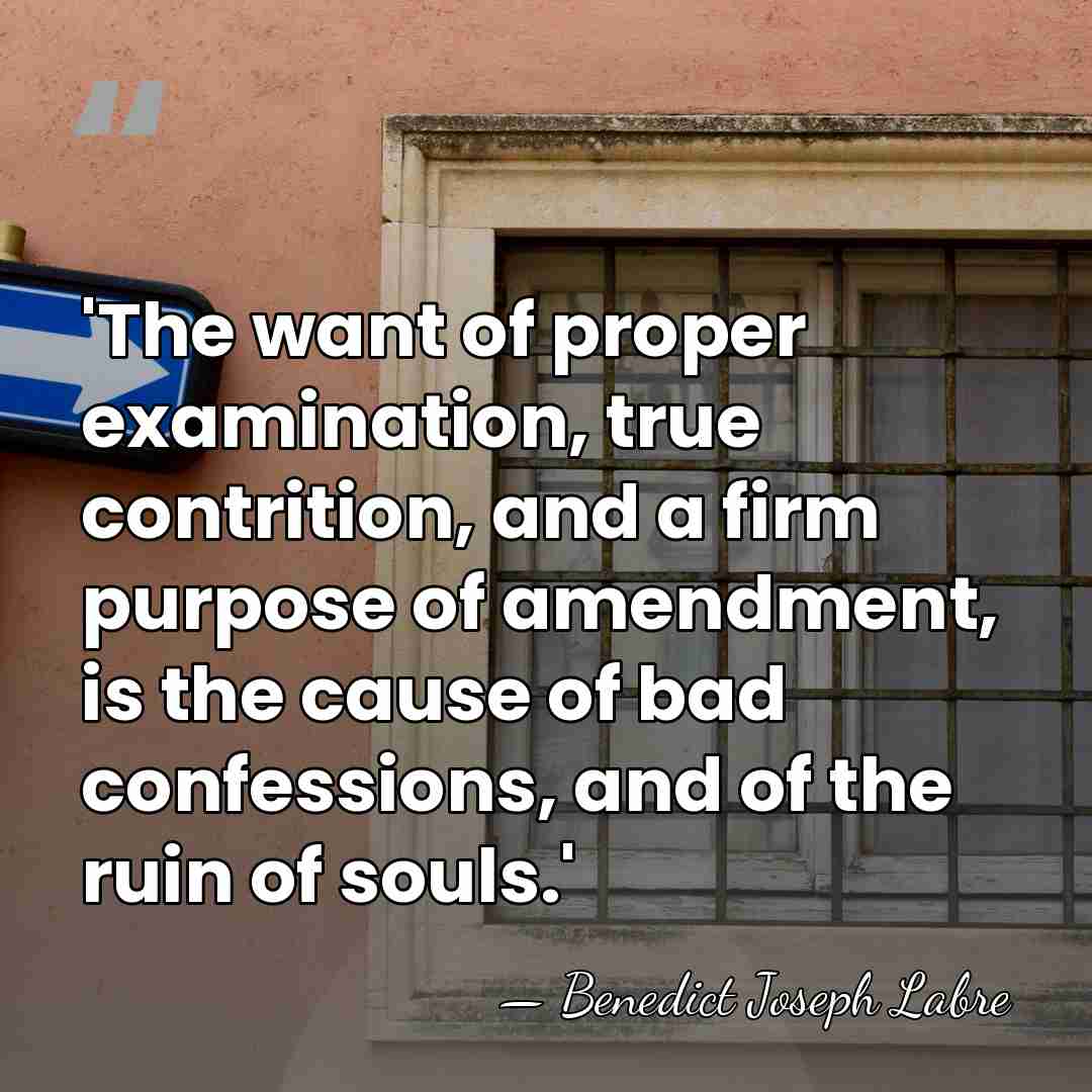 'The want of proper examination, true contrition, and a firm purpose of&hellip; - Benedict Joseph Labre