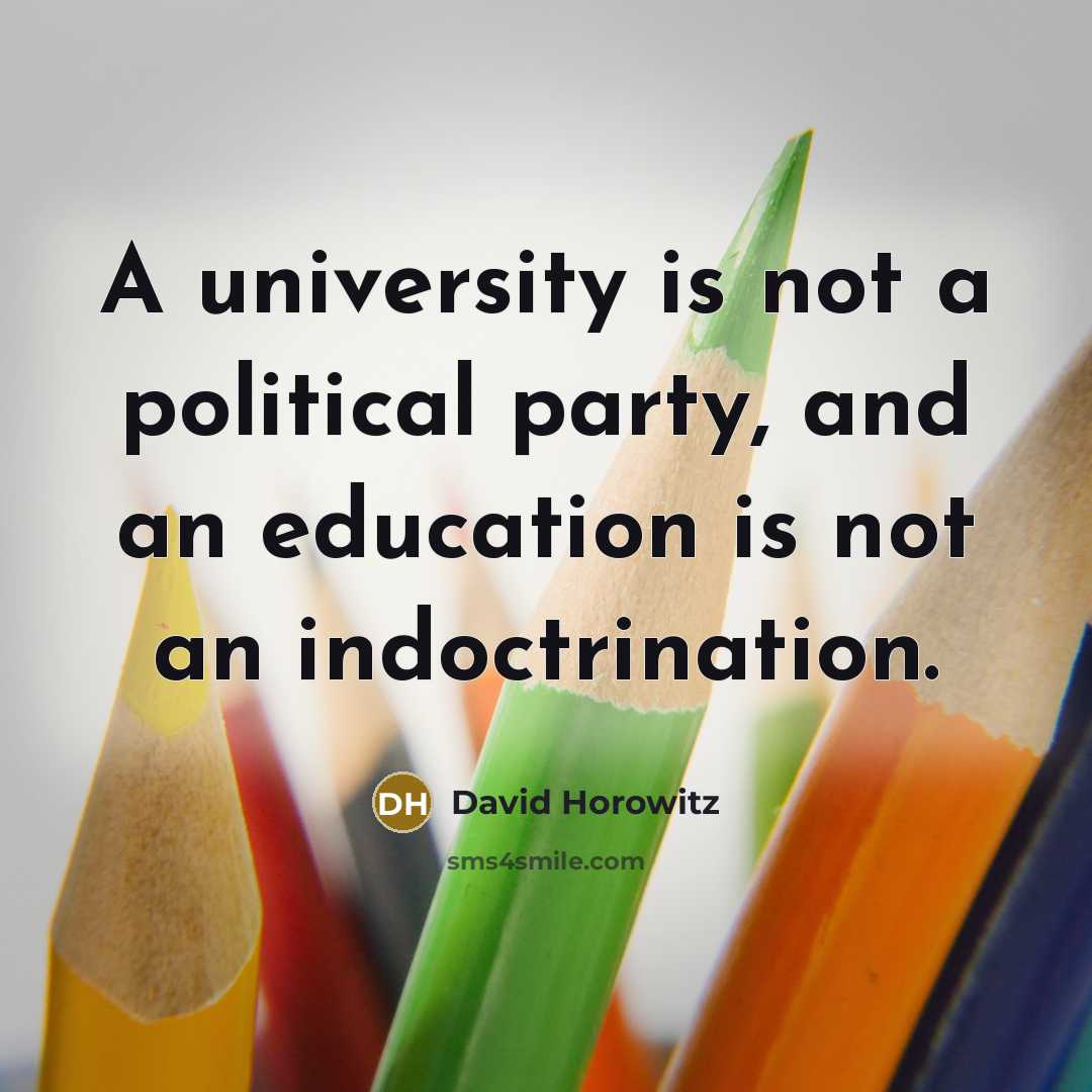 “A university is not a political party, and an education…” quote by David Horowitz