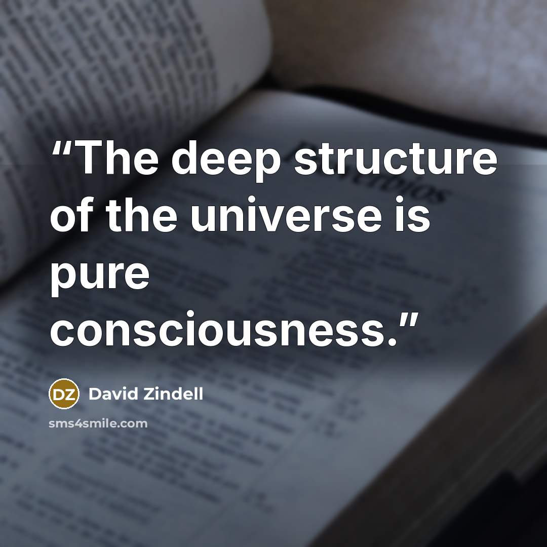 “The deep structure of the universe is pure consciousness.” quote by David Zindell
