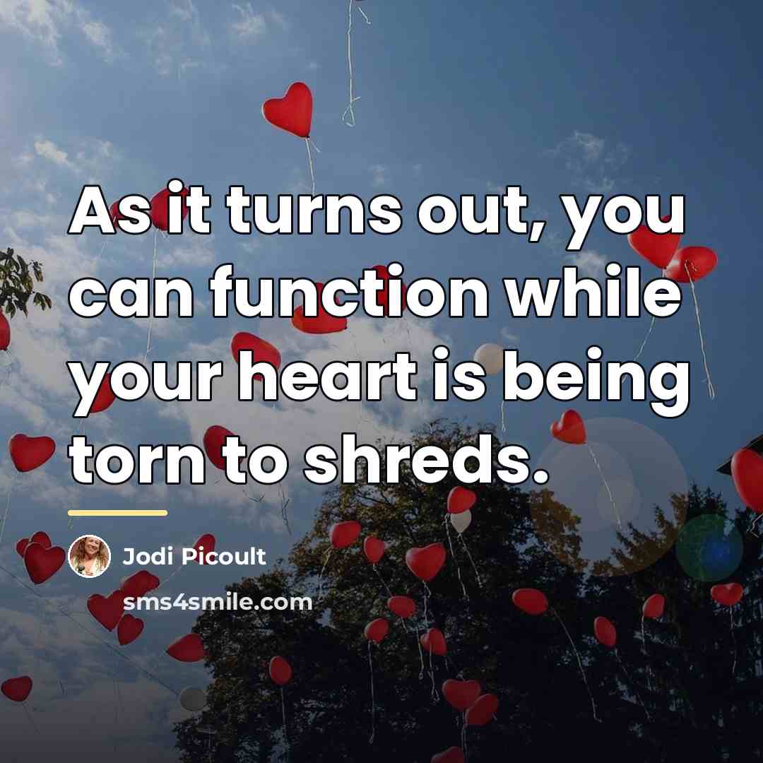 “As it turns out, you can function while your heart…” quote by Jodi Picoult