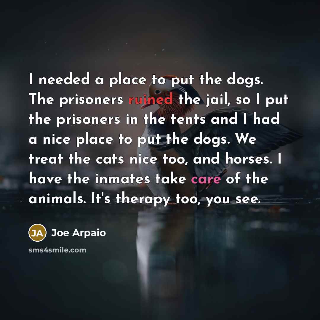 “I needed a place to put the dogs. The prisoners…” quote by Joe Arpaio
