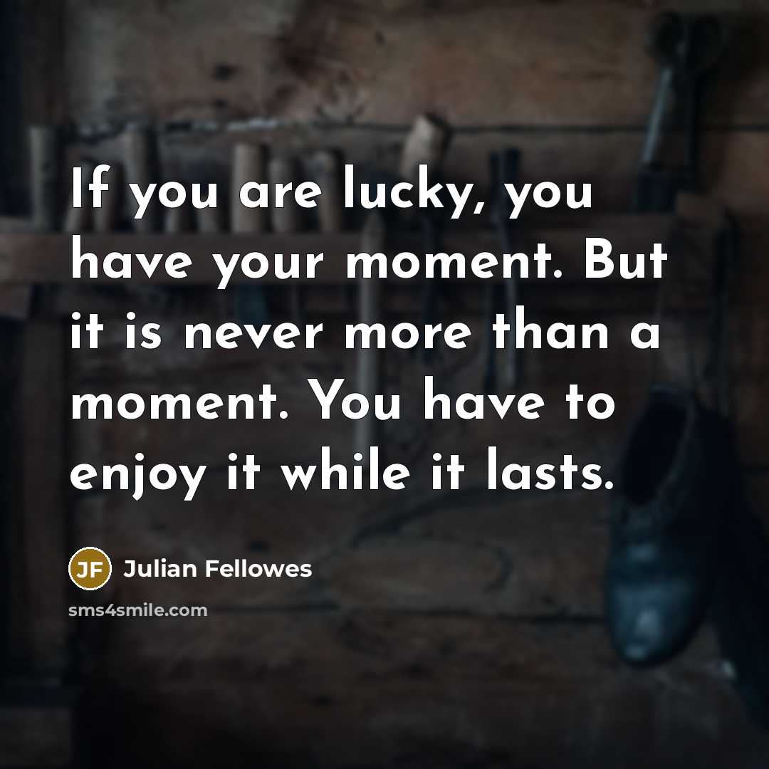 “If you are lucky, you have your moment. But it…” quote by Julian Fellowes
