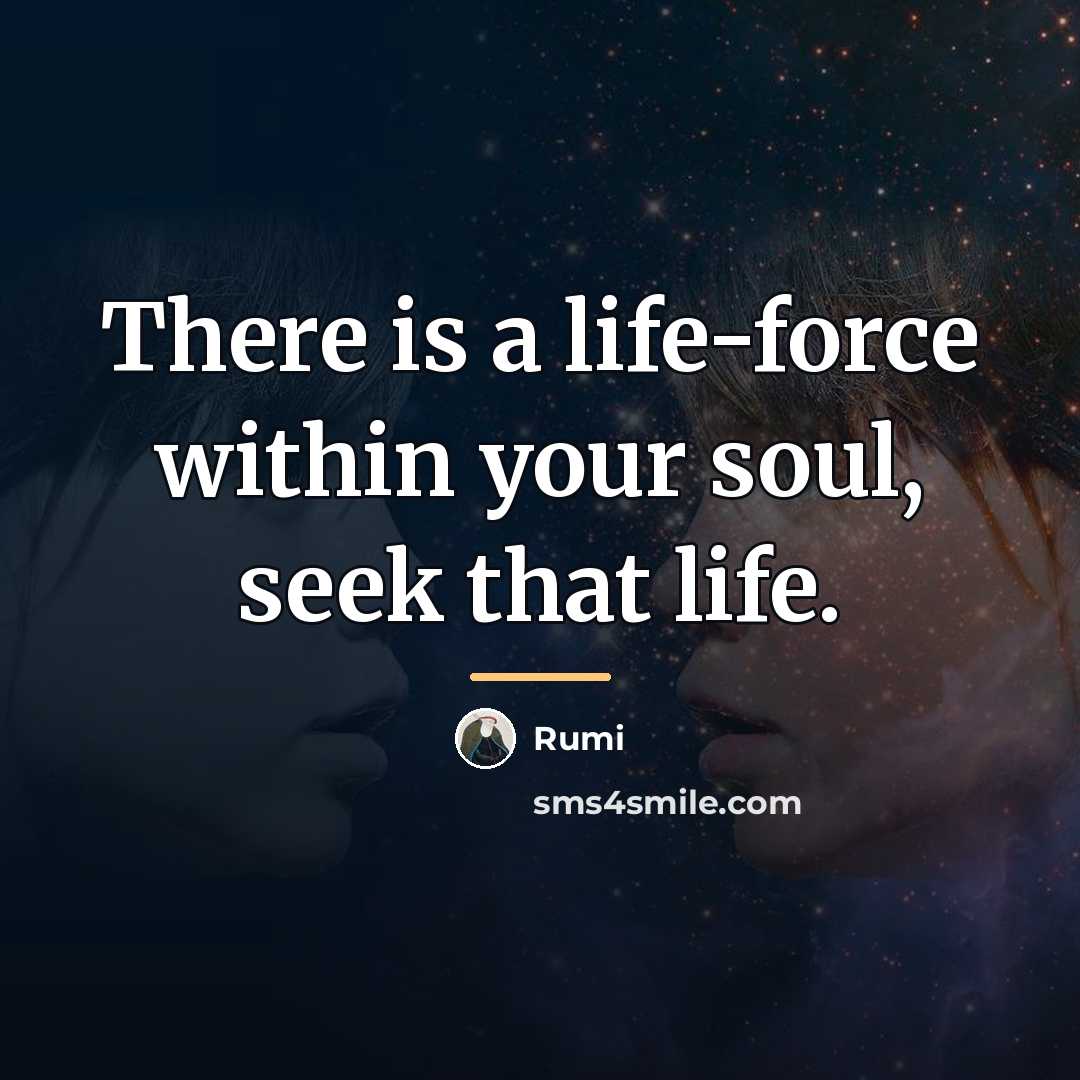 “There is a life-force within your soul, seek that life.…” quote by Rumi