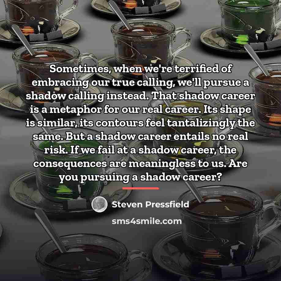 “Sometimes, when we're terrified of embracing our true calling, we'll…” quote by Steven Pressfield