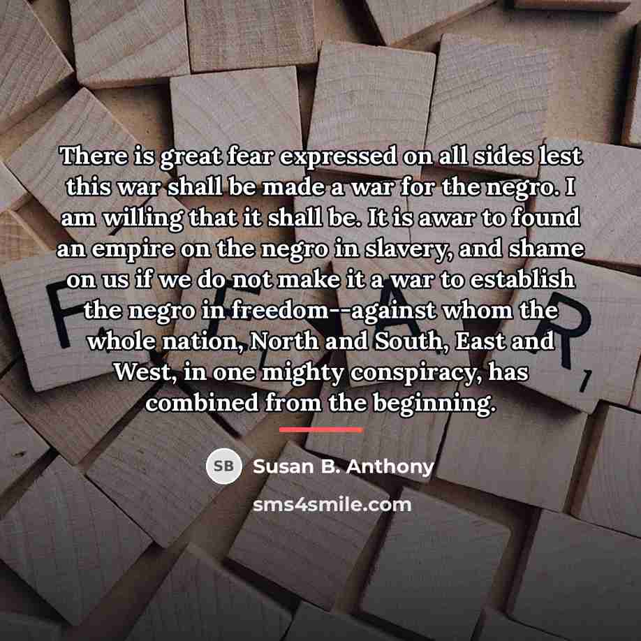 “There is great fear expressed on all sides lest this…” quote by Susan B. Anthony