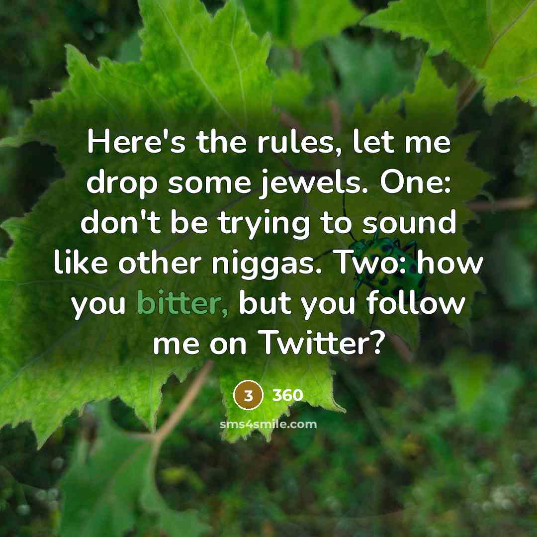 “Here's the rules, let me drop some jewels. One: don't…” quote by 360
